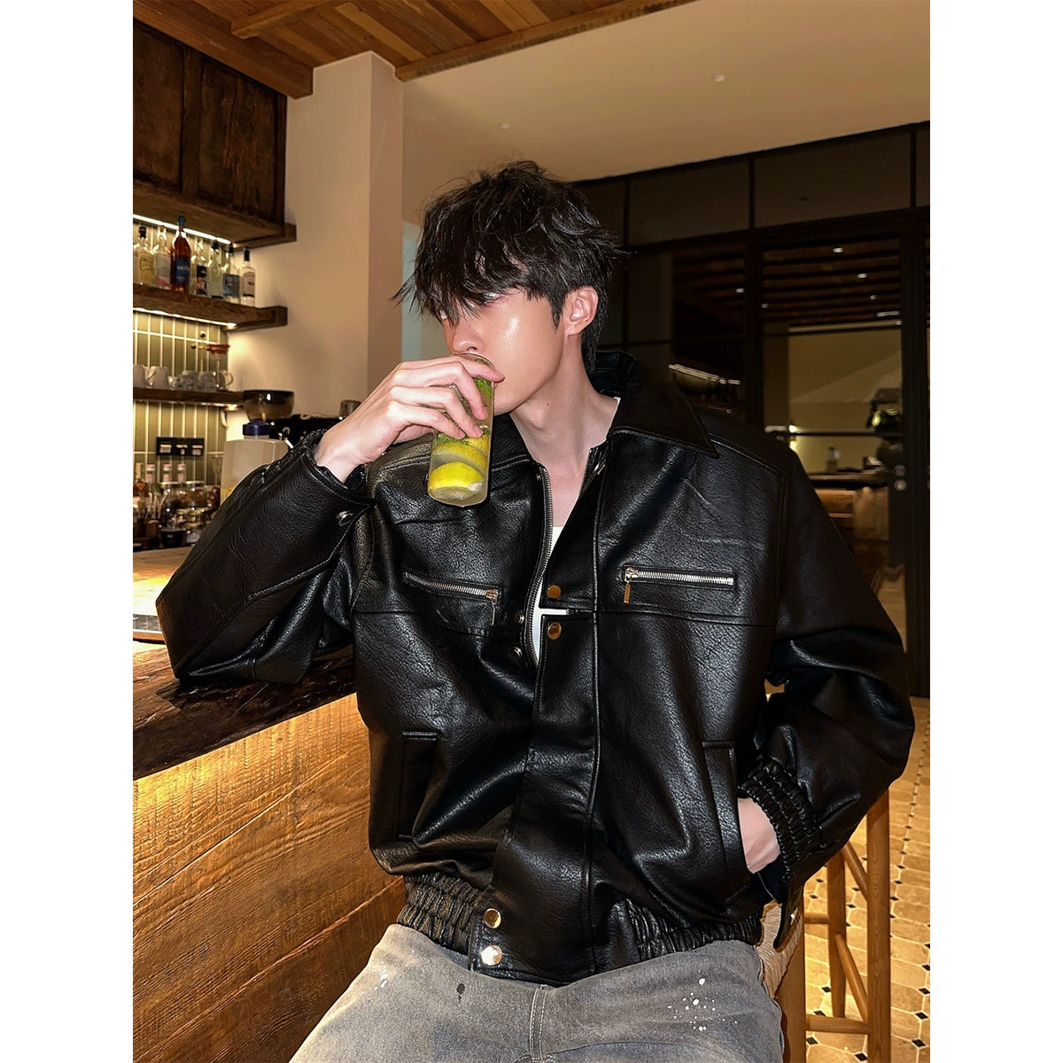 希少　フレンチビンテージ　KUDSUK　レザージャケット 一点モノ】KUDSAK ボア付 本革 ヴィンテージ フランス レザー