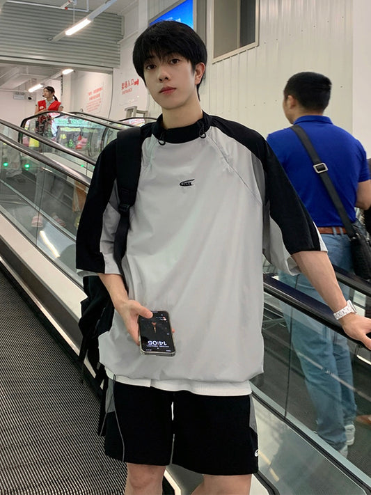 レトロバイカラー サマーTシャツ/ハーフパンツ セットアップ