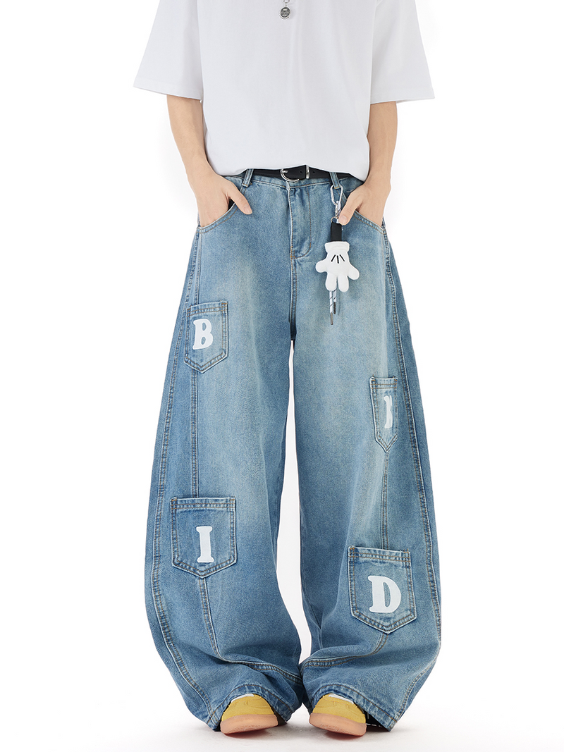 アルファベット キーホルダー付き バルーンデニム