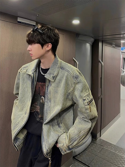 ジッパー デニムボンバージャケット