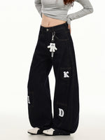 アルファベット キーホルダー付き バルーンデニム