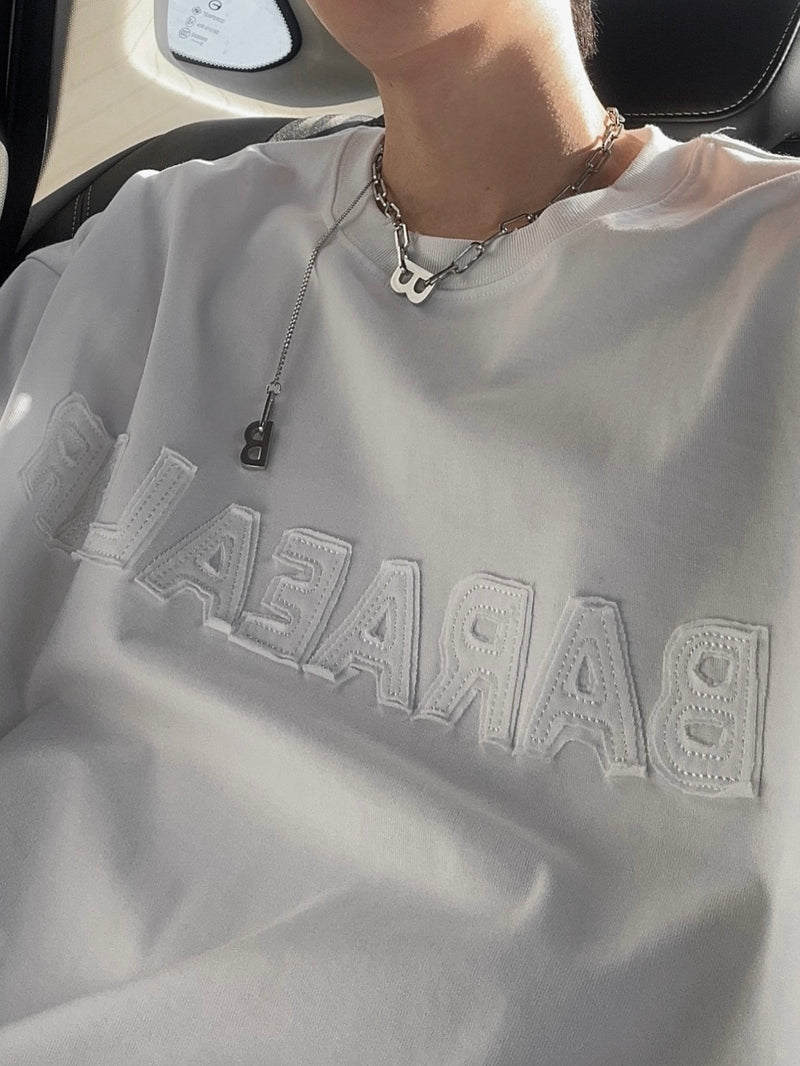 凸型ロゴ ダメージ ロングTシャツ