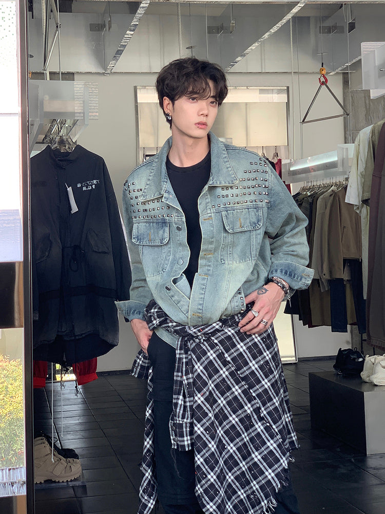 レトロ リベットデニムジャケット