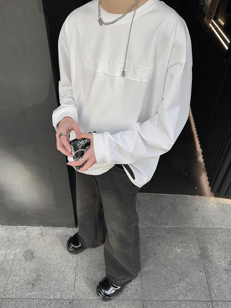 凸型ロゴ ダメージ ロングTシャツ