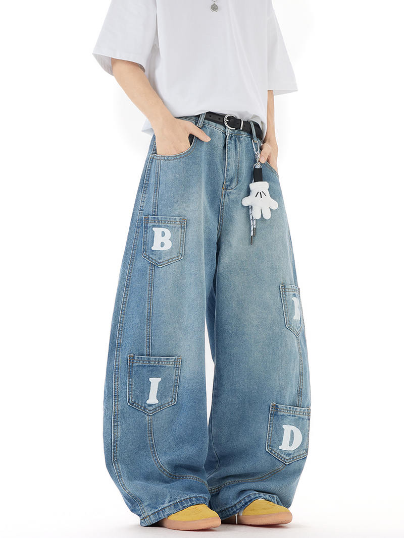 アルファベット キーホルダー付き バルーンデニム