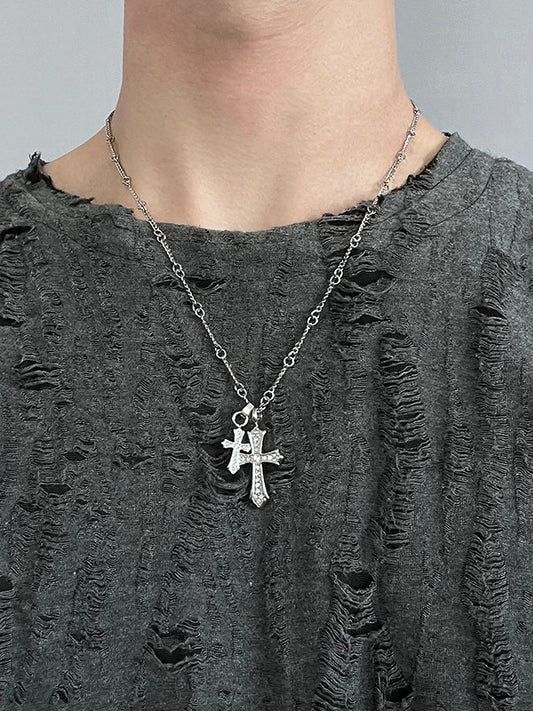 クロス ダブルペンダント ネックレス