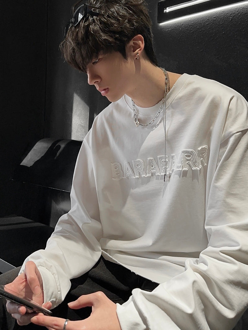 凸型ロゴ ダメージ ロングTシャツ