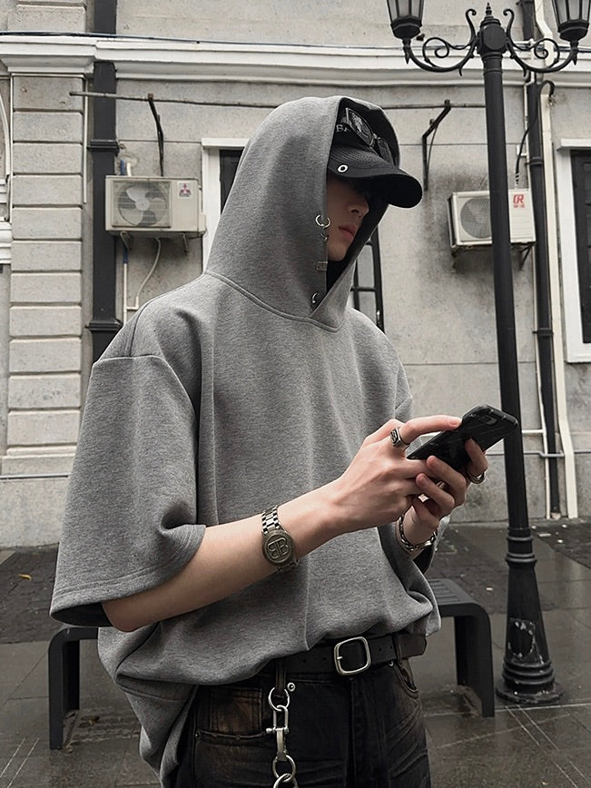 グレーフード ピアスパーカー Tシャツ