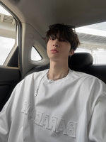 凸型ロゴ ダメージ ロングTシャツ