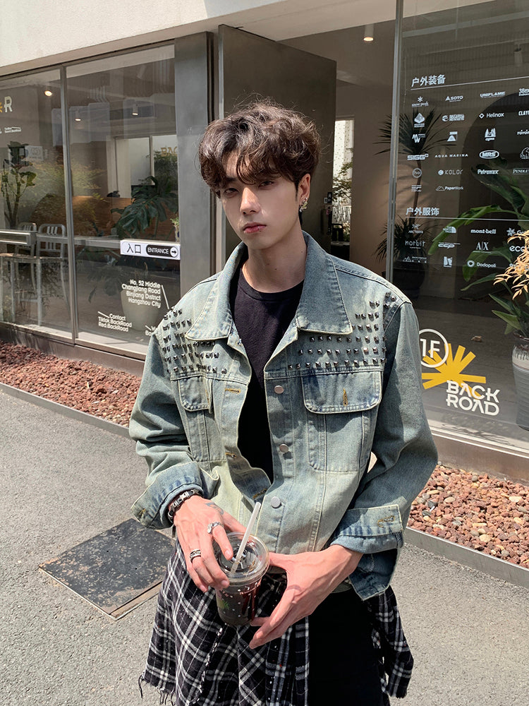 レトロ リベットデニムジャケット