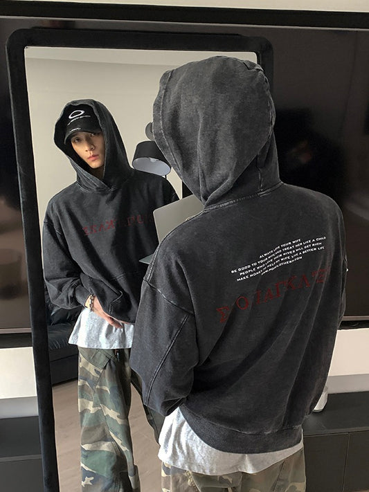 アクセントレタリング スノーウォッシュ フーディー