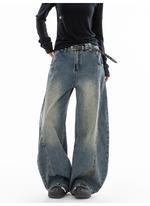 ウォッシュ レトロ バルーンデニムパンツ