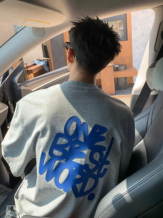 バックプリント 立体オフセットペイントTシャツ