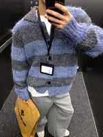 コントラストストライプ レイジーカーディガン