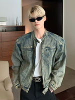 レトロウォッシュ ノーカラーデニムジャケット