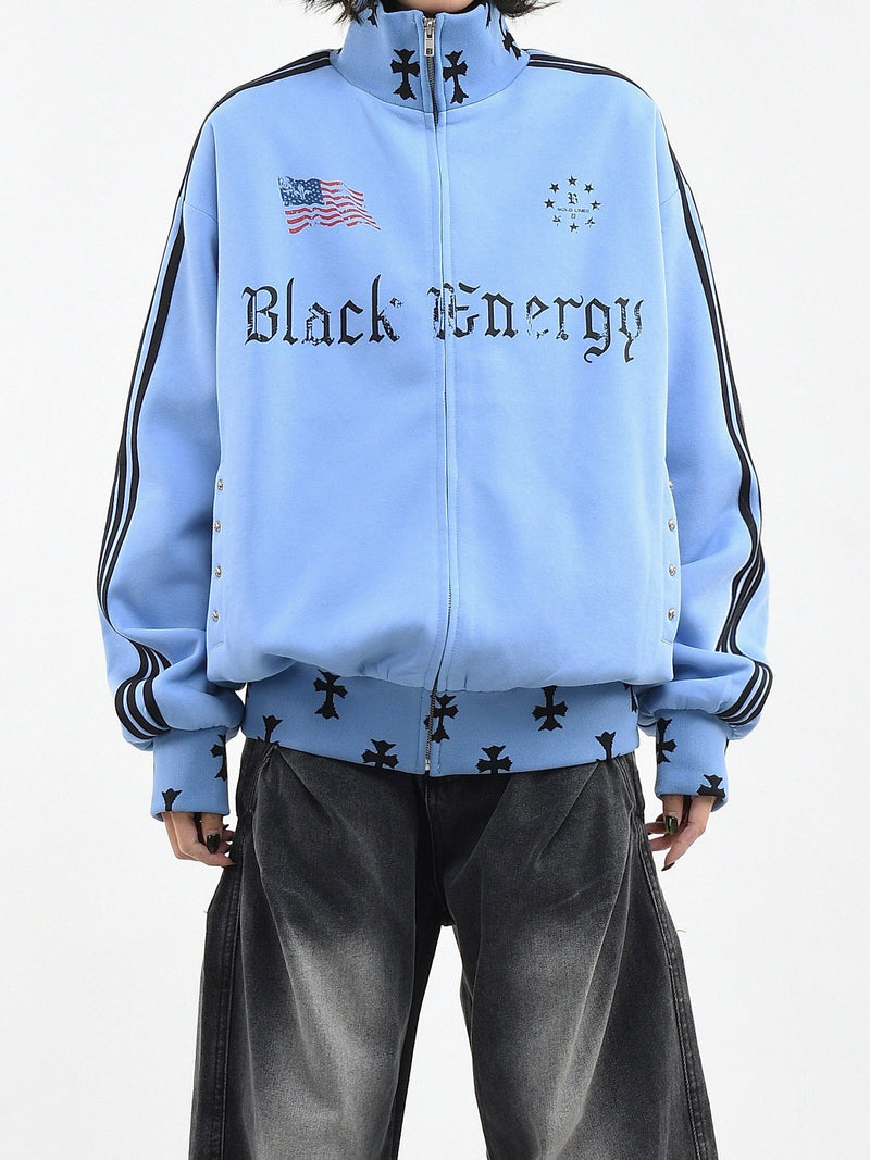 クロスパターン サイドライン スウェット トラックジャケット