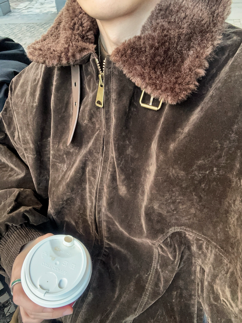 レトロ ファーベルト ベロアジャケット