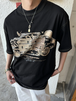 メタル グラフィック ステッチTシャツ