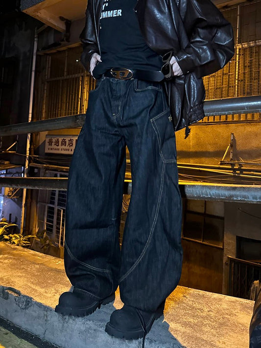 ステッチライナー ポケット バギージーンズ