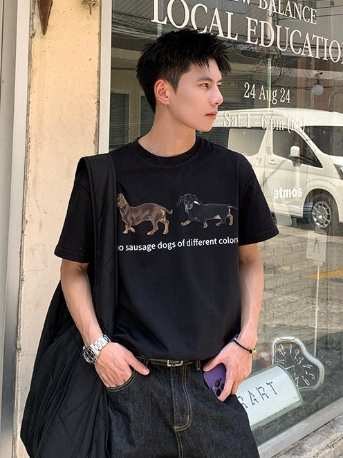 ダックスフント レタリングTシャツ
