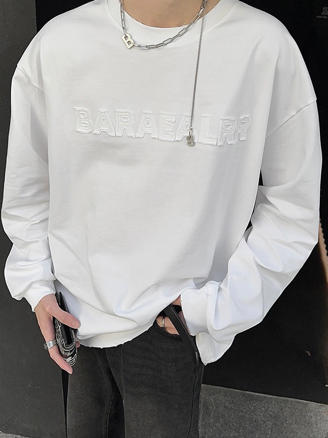 凸型ロゴ ダメージ ロングTシャツ