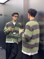 コントラストストライプ レイジーカーディガン