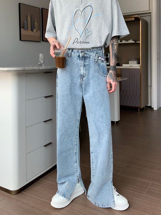 ハイウエスト スリット フレアジーンズ