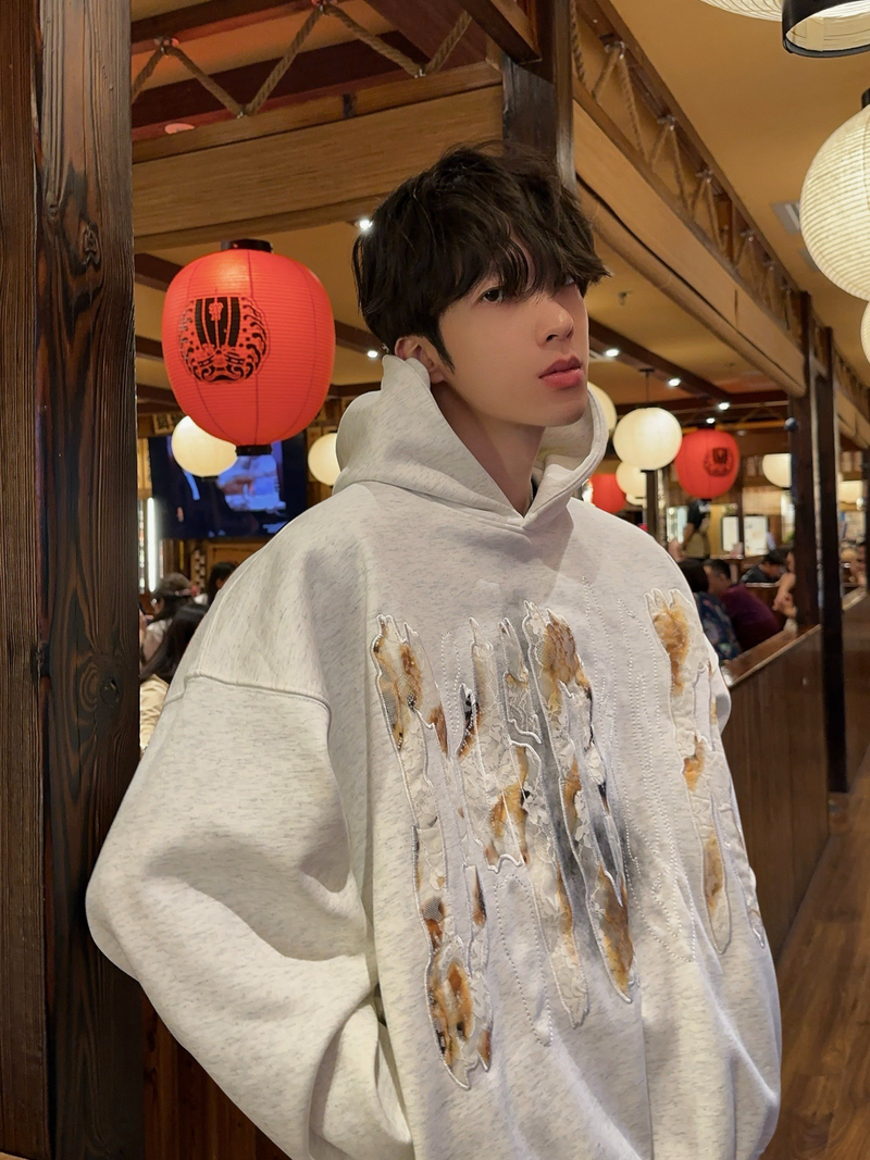 レトロ 花柄レース刺繍パーカー