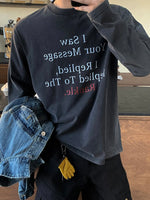 ラウンドネック レタリング ロングTシャツ