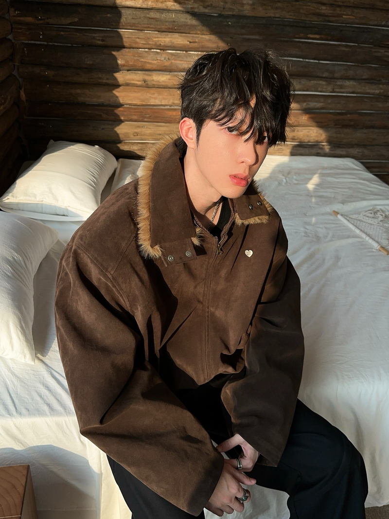 レトロ ワンポイント スエードファージャケット