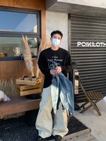 ラウンドネック レタリング ロングTシャツ