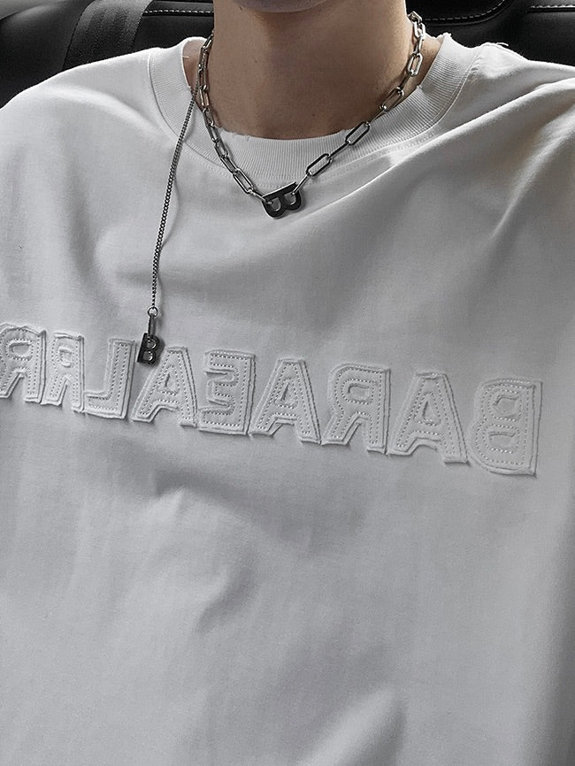 凸型ロゴ ダメージ ロングTシャツ