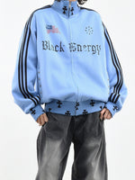 クロスパターン サイドライン スウェット トラックジャケット