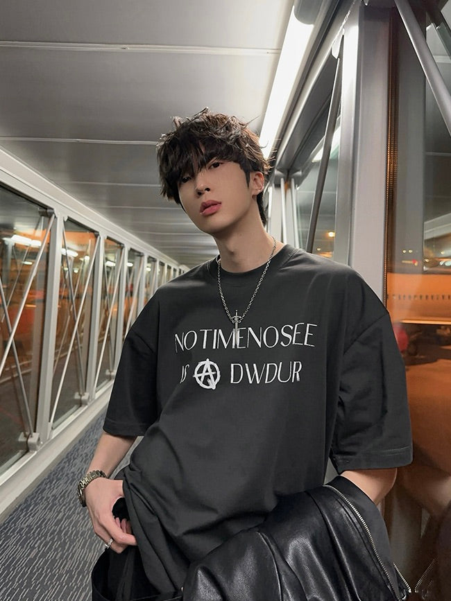 ムーンバックプリント レター Tシャツ