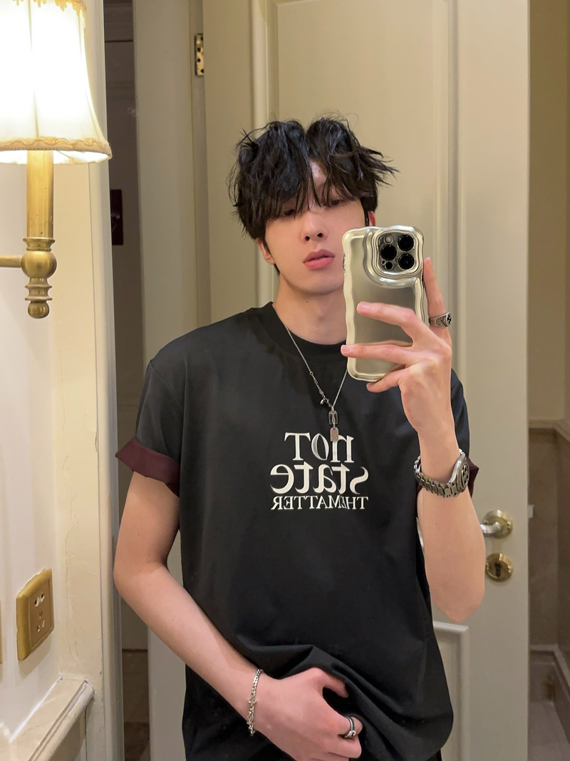 レトロ コントラストスリーブTシャツ