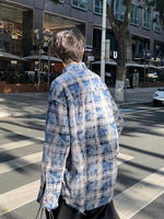 チェック柄 ダメージウォッシュ ロングシャツ