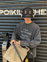 ラウンドネック レタリング ロングTシャツ