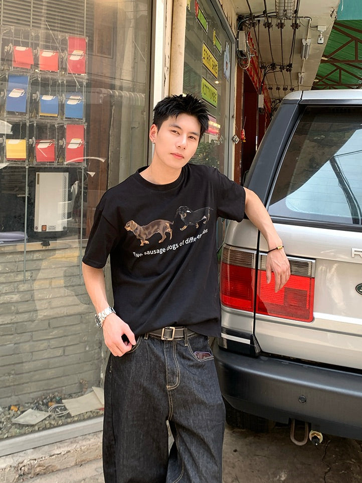 ダックスフント レタリングTシャツ