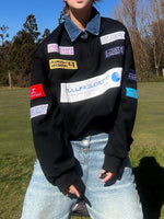 レーシングパッチ刺繍 ポロスウェット