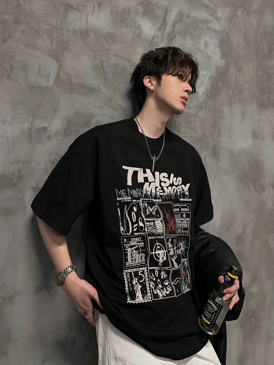 メモリアル グリッドプリントTシャツ