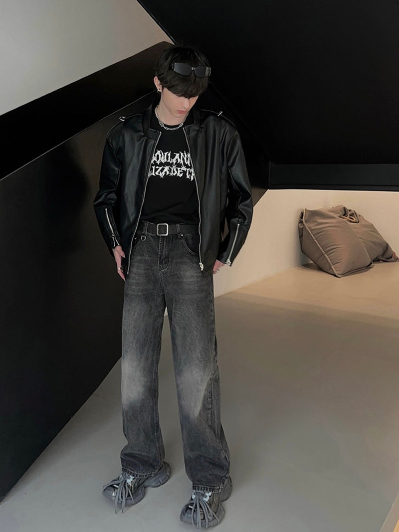 タックイン ウォッシュ ストレート ジーンズ