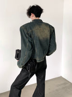 ショルダーパッド ウォッシュ ショート デニムジャケット