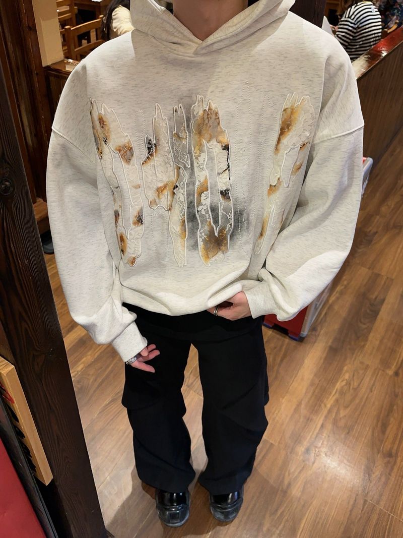 レトロ 花柄レース刺繍パーカー