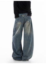 ウォッシュ レトロ バルーンデニムパンツ