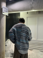 フェアアイル柄 コントラスト ニットカーディガン