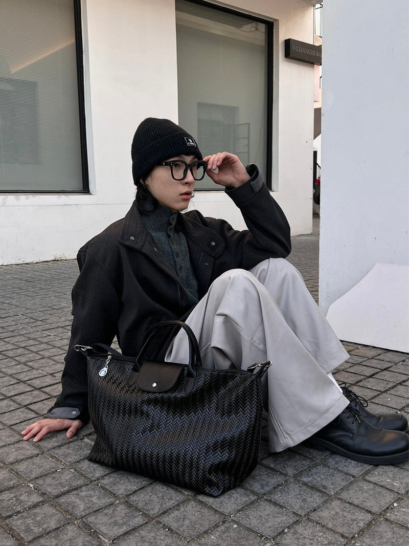 レトロ PUレザー ショルダーバッグ