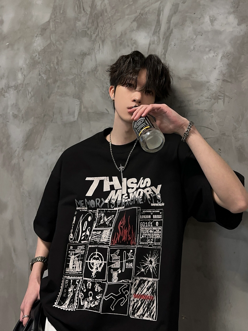 メモリアル グリッドプリントTシャツ