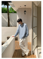 フェイクツーピース ケーブルニットセーター