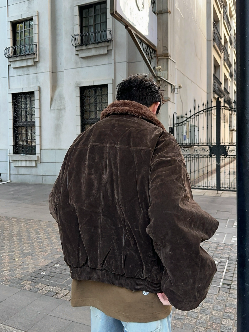レトロ ファーベルト ベロアジャケット