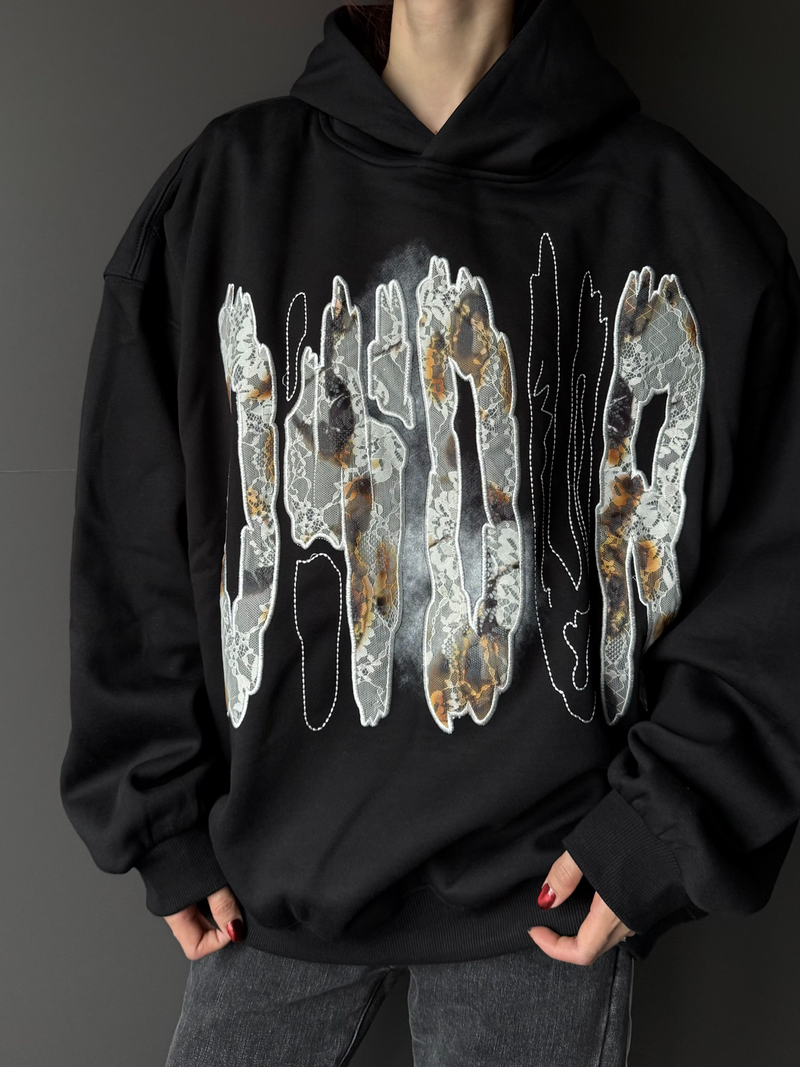 レトロ 花柄レース刺繍パーカー